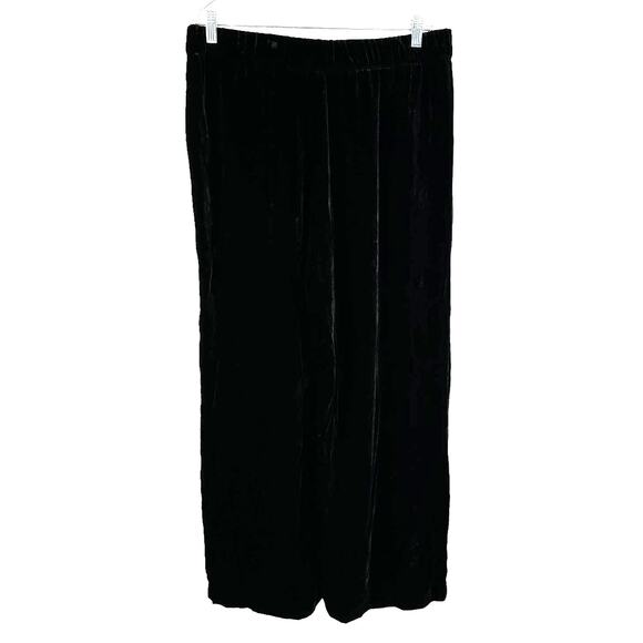 Eileen Fisher Velvet Wide Leg Black Pants Women's Size Large New With Tags - Picture 2 of 8